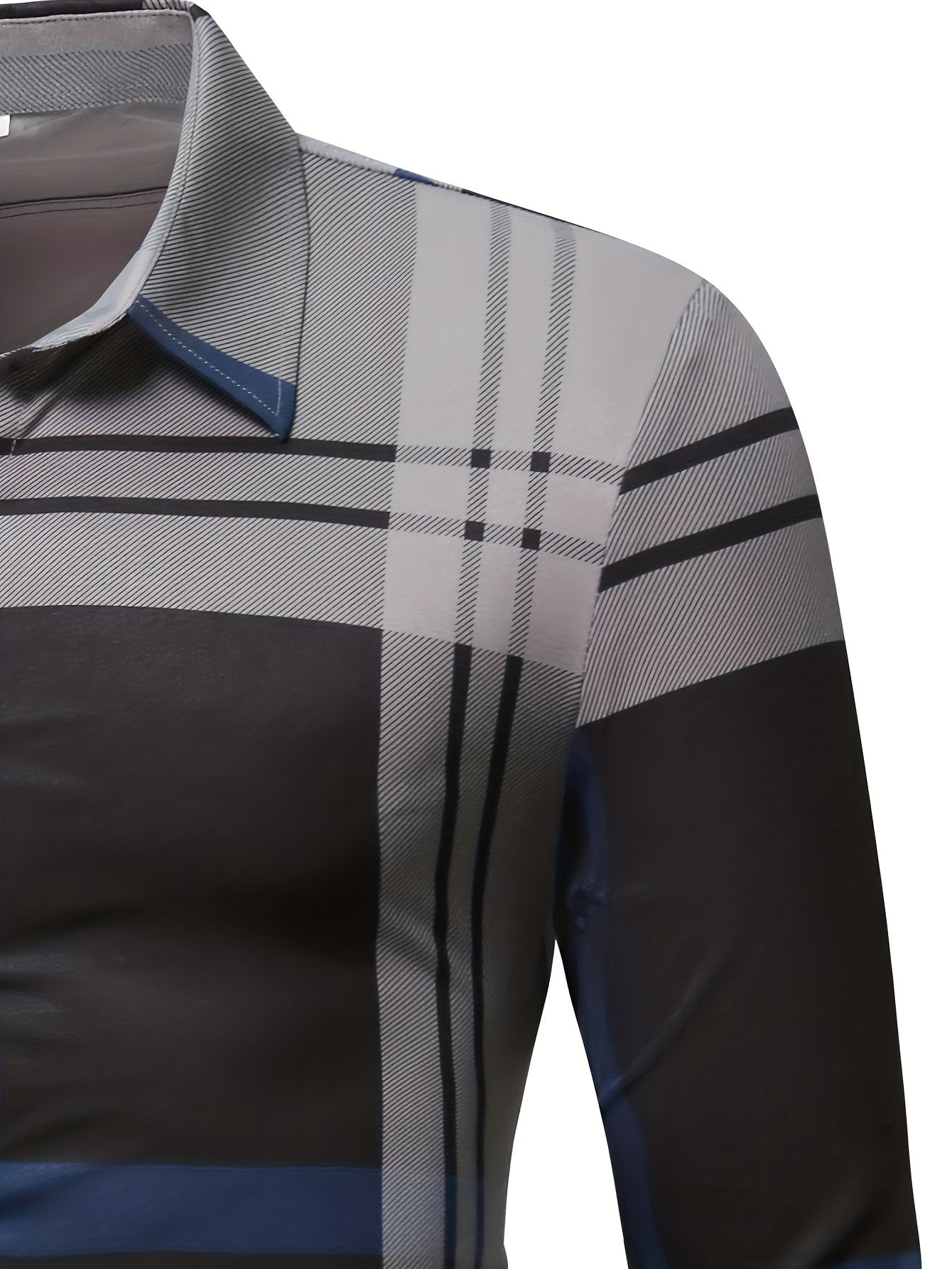 Men's Street Style Business Plaid Casual Printed Long Sleeve Shirt