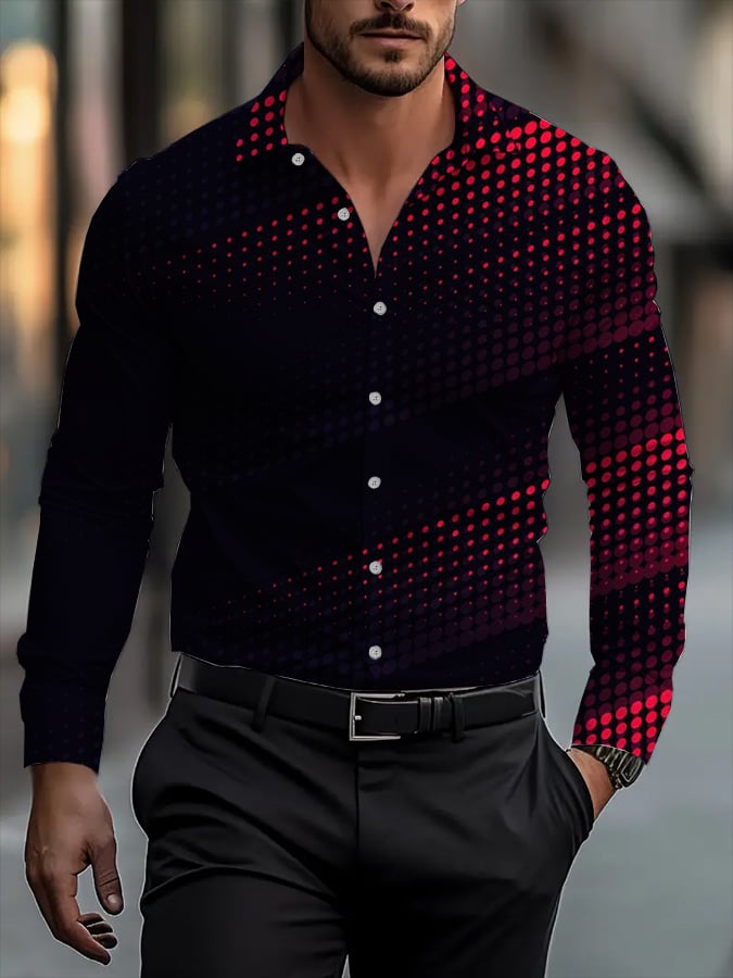 Men's Street Style Business Casual Printed Long Sleeve Shirt