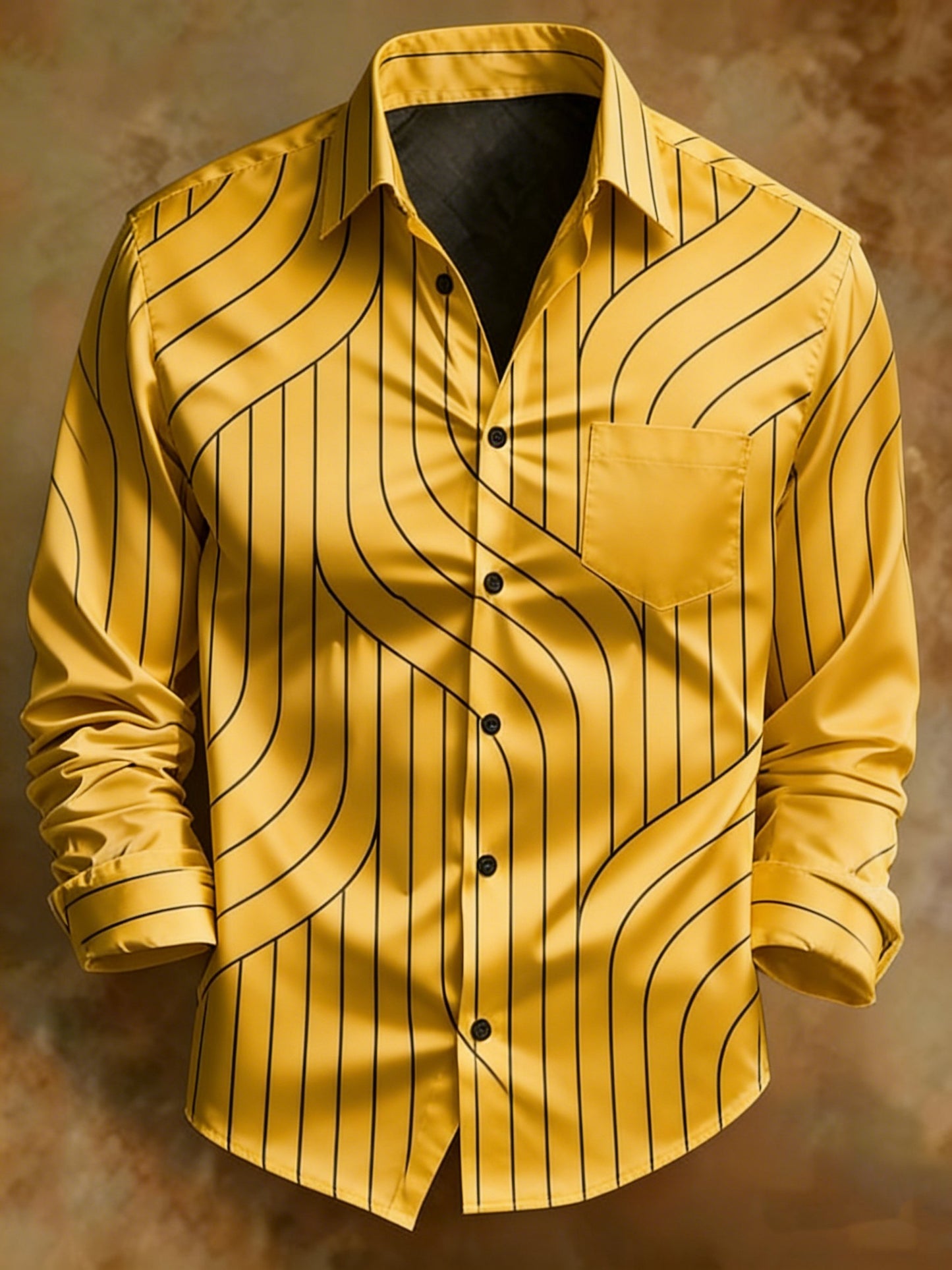 Men's Geometric Pattern Waves Abstract Art Shirt
