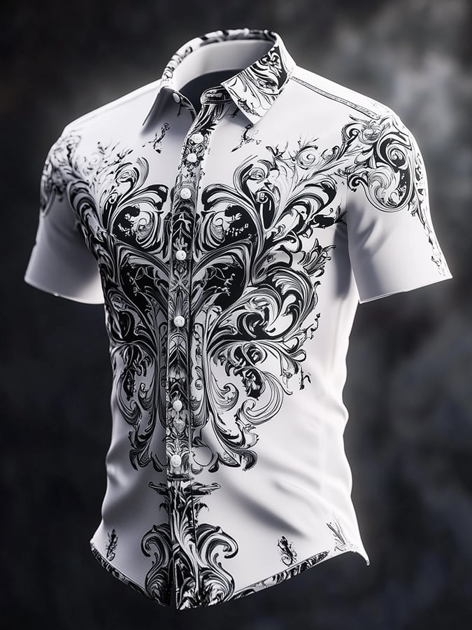 Men's Dark Exquisite Skull Floral Shirt