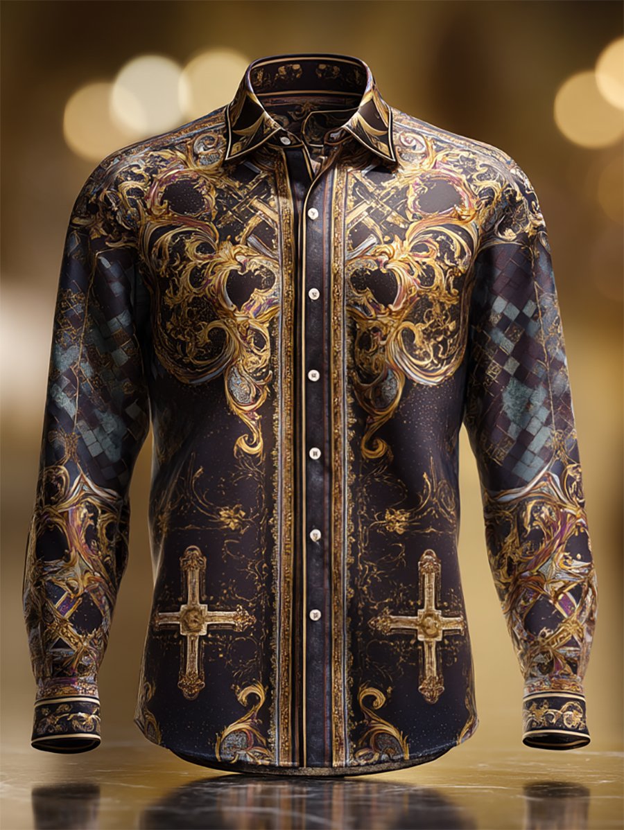 Men's Luxe Satin Long Sleeve Shirt