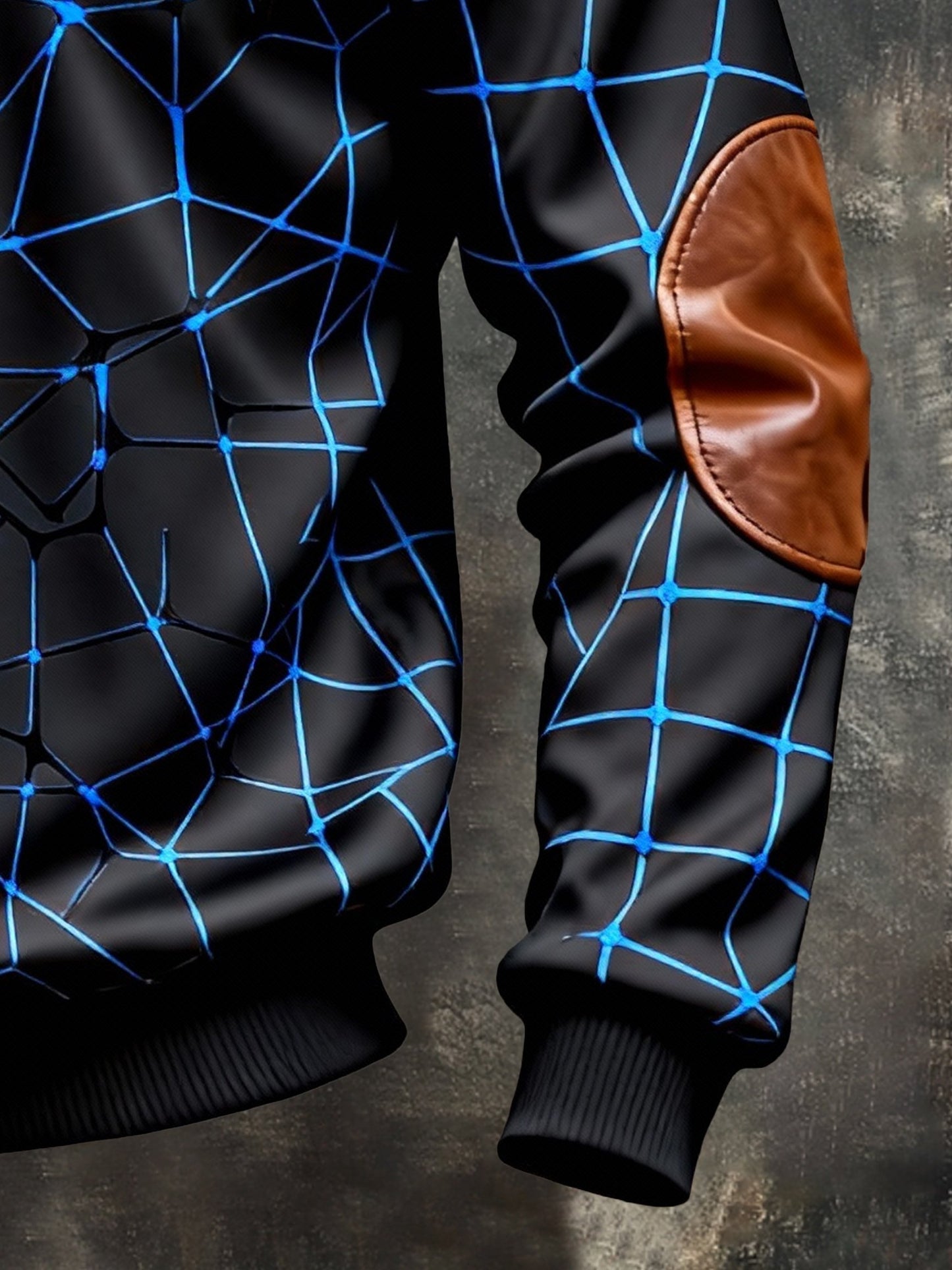 Men's Vintage Color-Block Printed Zip-Up Hoodie