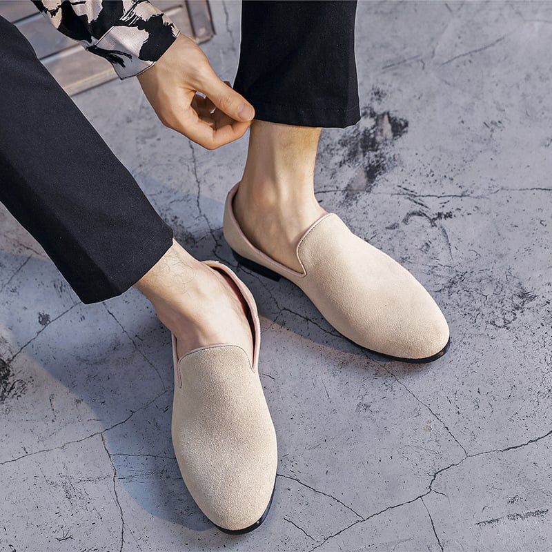 Suede Low-heeled Solid Color Comfortable Casual Retro Men Loafers Shoes