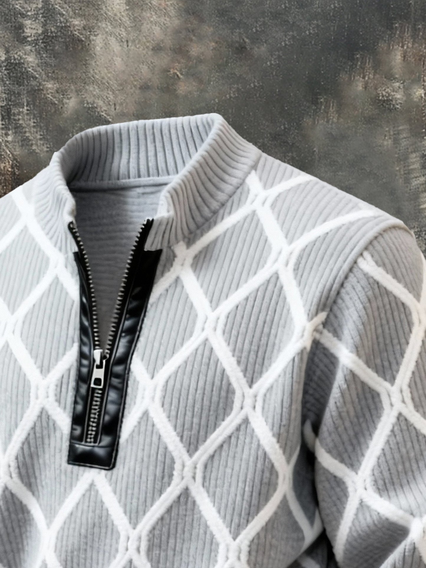 Men'S Casual Retro Contrast Color Half Zip Stand Collar Long Sleeve Sweatshirt