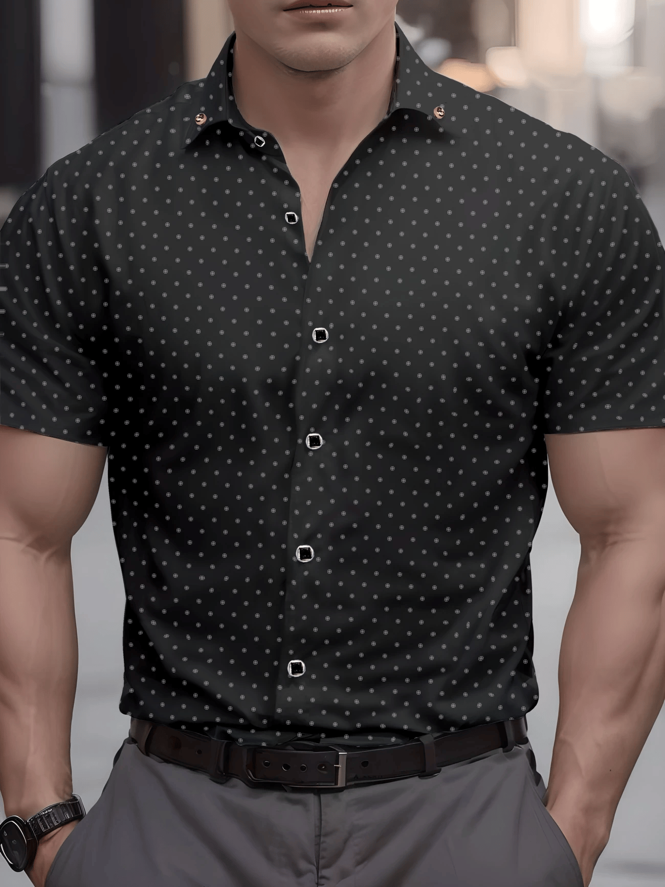 Men's Business Casual Button Short-sleeved Shirt