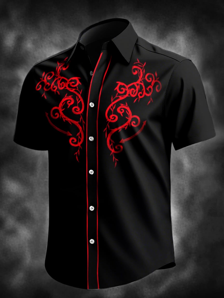 Men's Western Casual Denim Short Sleeve Shirt