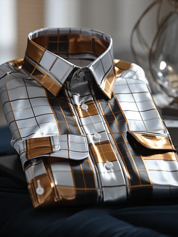 Men's Stripe Print Business Long Sleeve Shirt