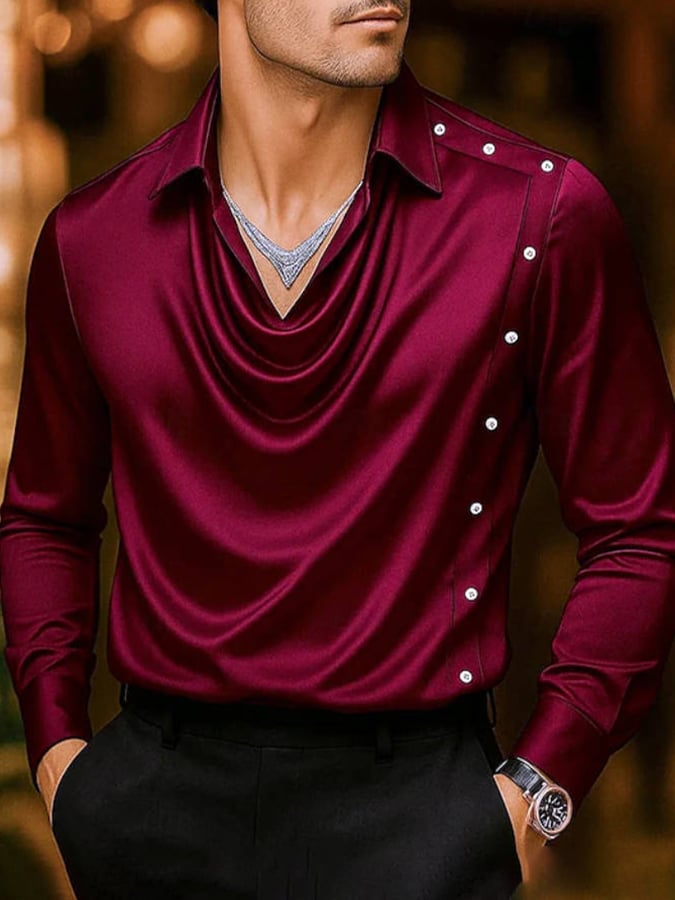 Men's Business Casual Satin Shirt