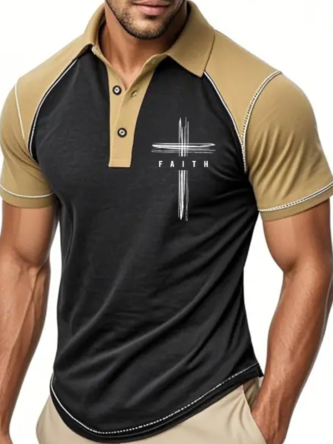 Men's Retro Faith Casual Printed Polo Shirt