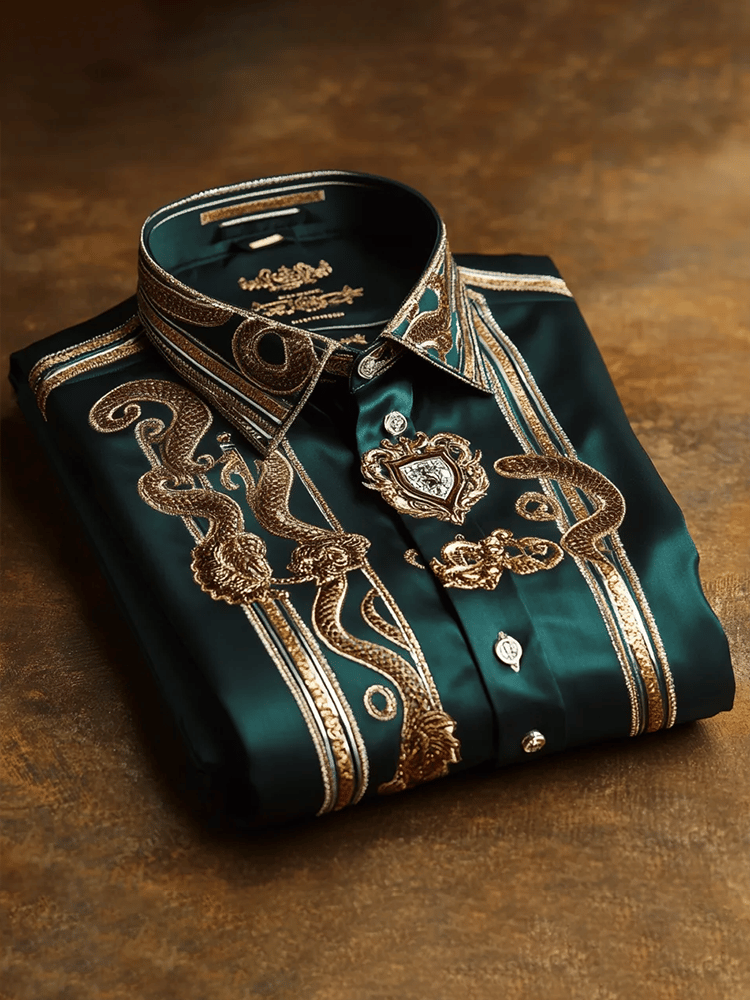 Men's Satin Luxe Print Short Sleeve Button Shirt