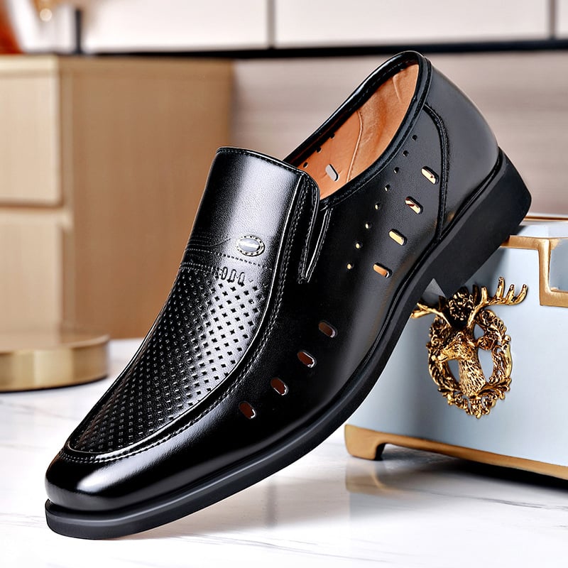 Pointed British Men's Business Formal Hollow Leather Shoes