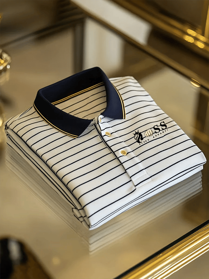 Men's Retro Letter Design Printed Casual Polo Shirt