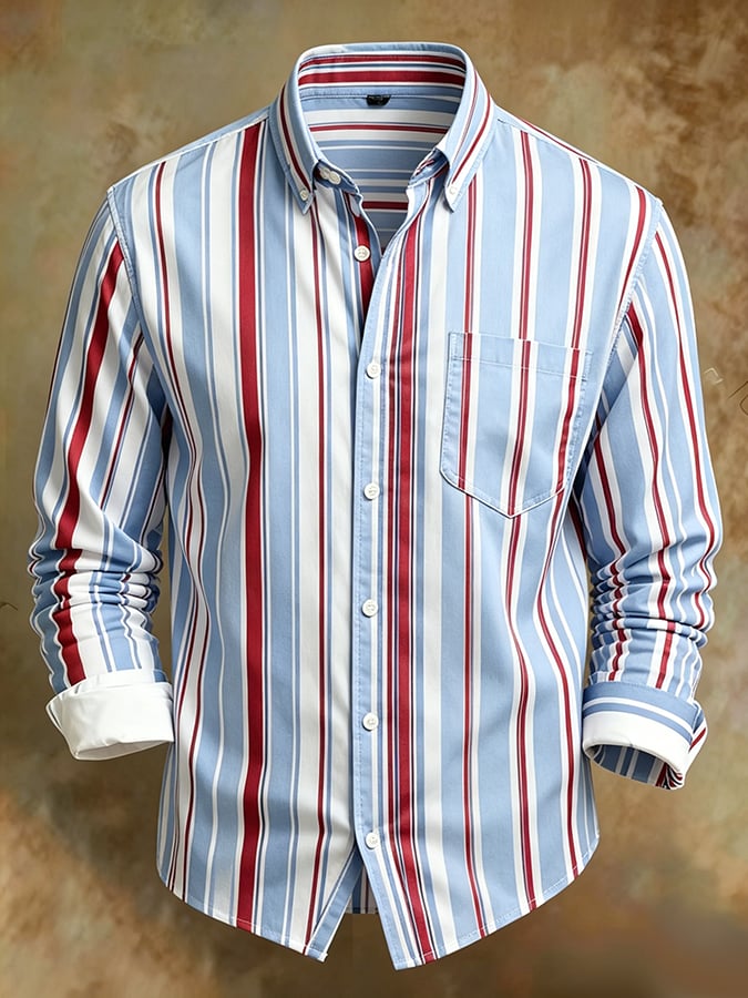 Men's Retro Abstract Art Print Comfortable Business Style Shirt