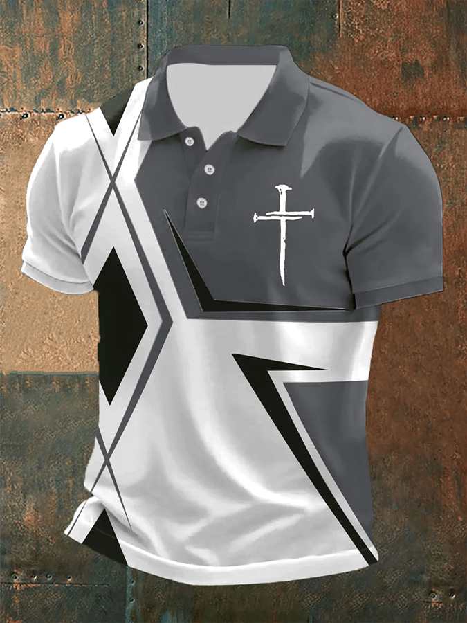 Men's Retro Faith Casual Printed Polo Shirt