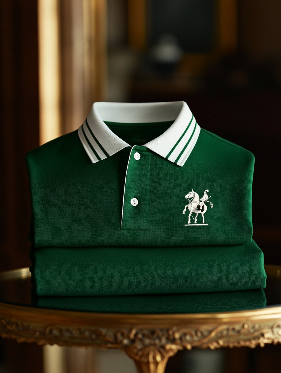 Men's Business Casual Knight and Horse Embroidered Button-Down Short-Sleeved Polo Shirt
