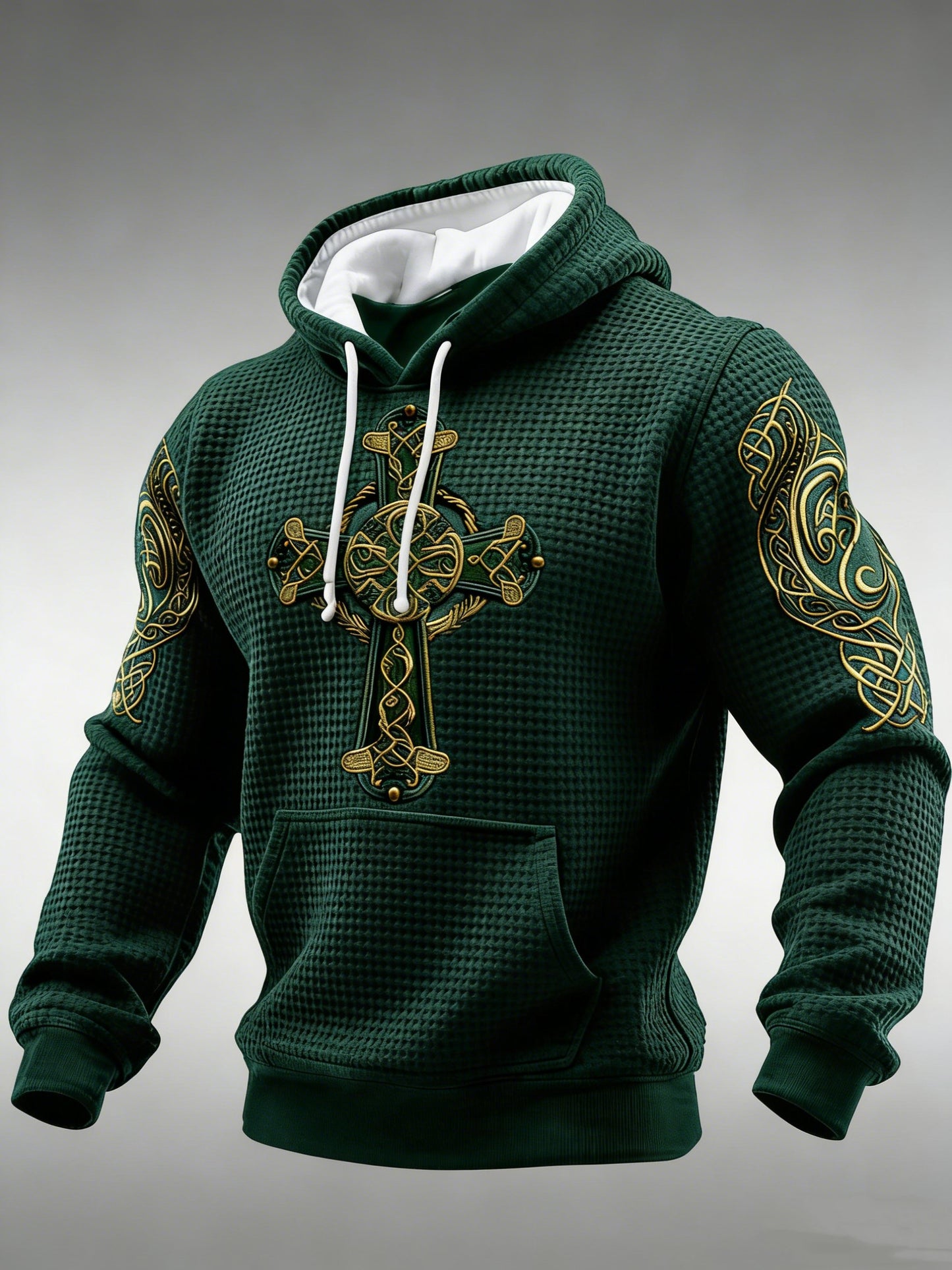 Men's Irish St. Patrick's Day Celtic High Cross Knots Hoodie