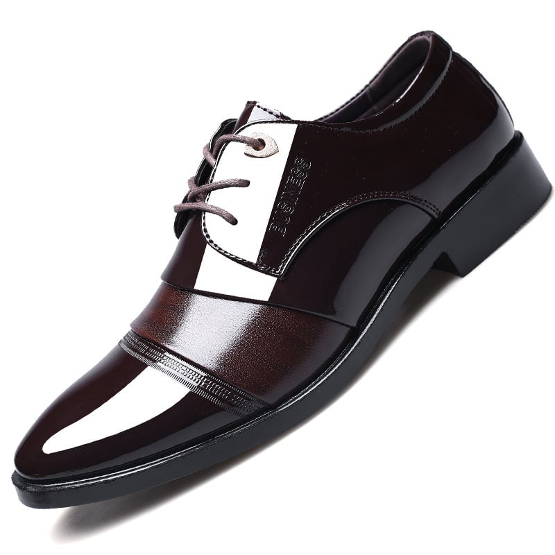 Men's Business Casual Pointed Toe Patchwork Faux Leather Oxfords Shoes