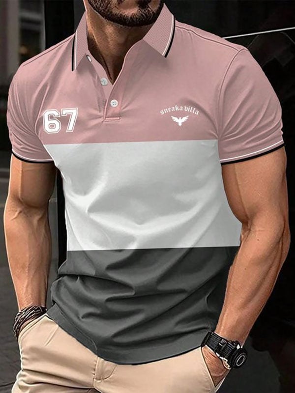 Men's Business Logo Button-Down Short Sleeve Polo Shirt