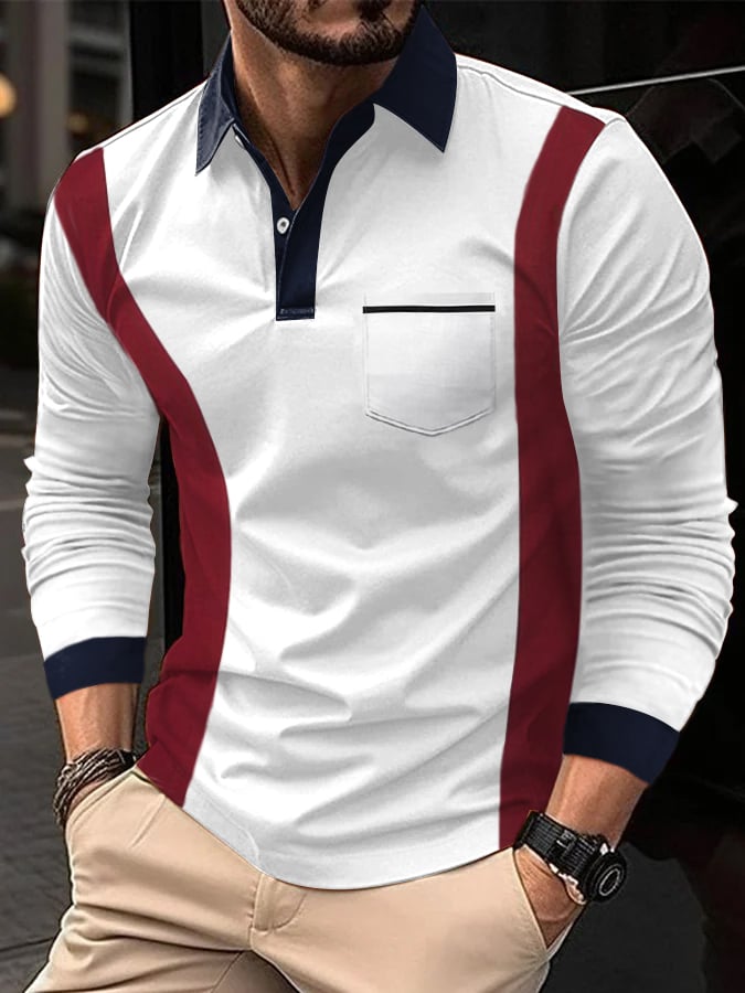 Men's Contrast Casual Polo Shirt
