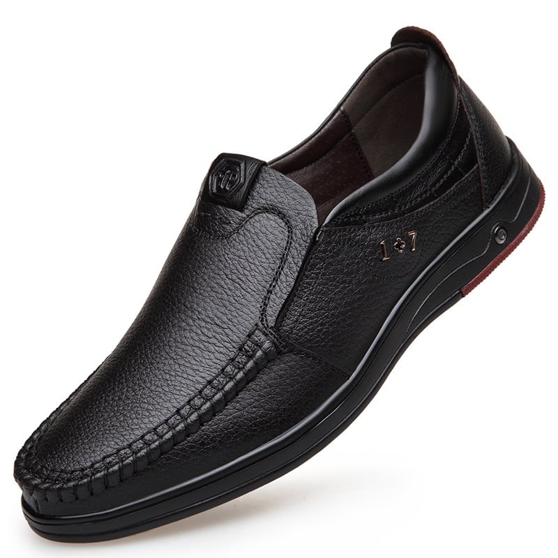 Men'S Round Toe Versatile Business Casual Loafer Leather Shoes