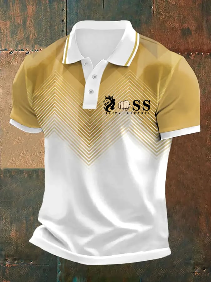 Men's Retro Letter Print Casual Polo Shirt