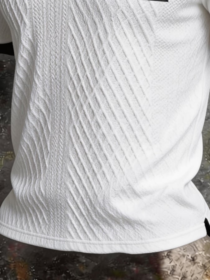 Men's Retro Textured Color-Blocked Polo Collar Short Sleeves