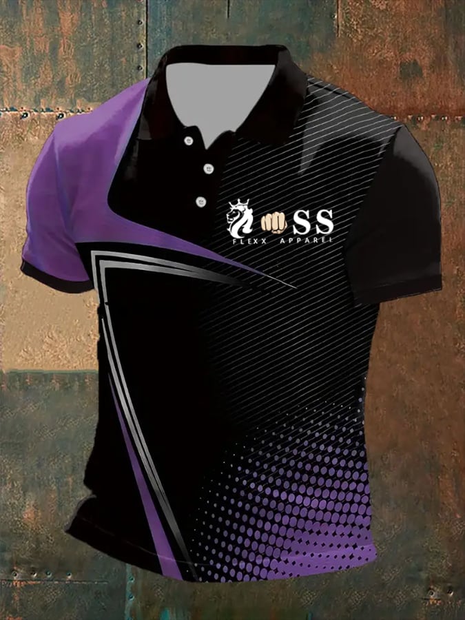 Men's Retro Letter Print Casual Polo Shirt
