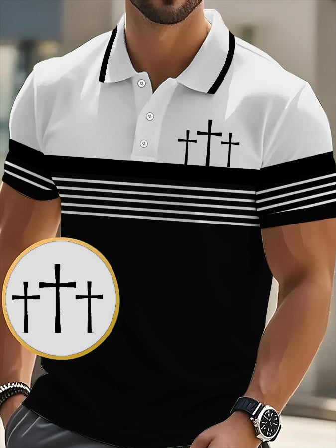 Men's Retro Faith Casual Printed Polo Shirt