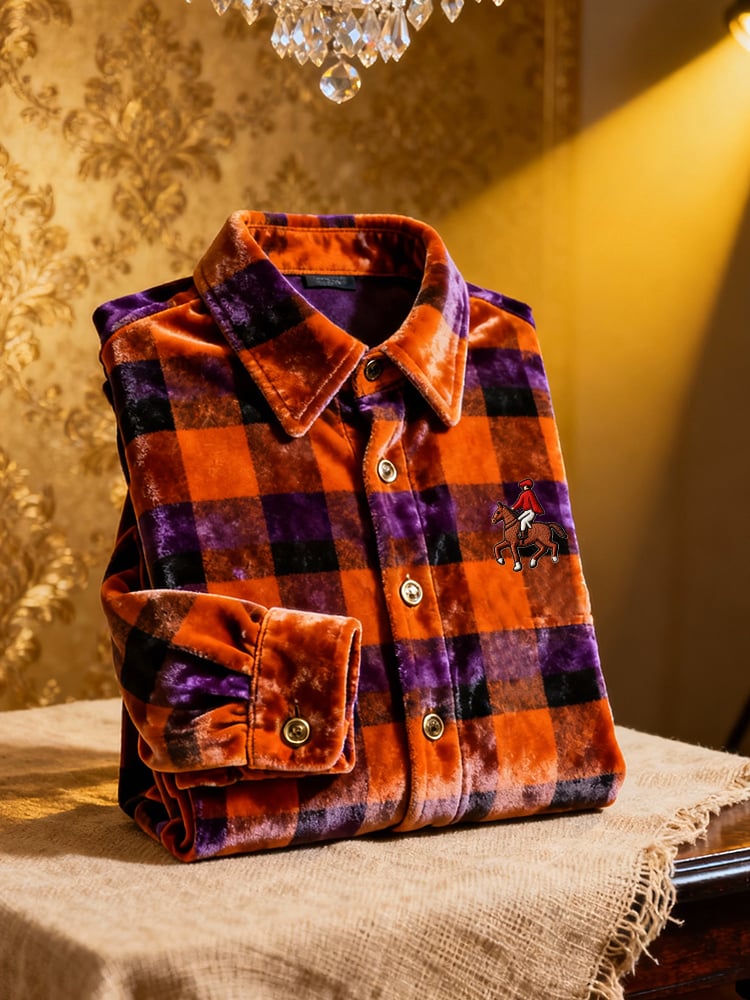 Men's Velvet Logo Casual Long Sleeve Shirt