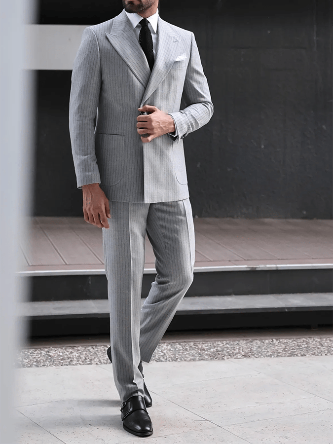 Men's Retro Single Breasted Striped Gentleman Business Suit Jacket
