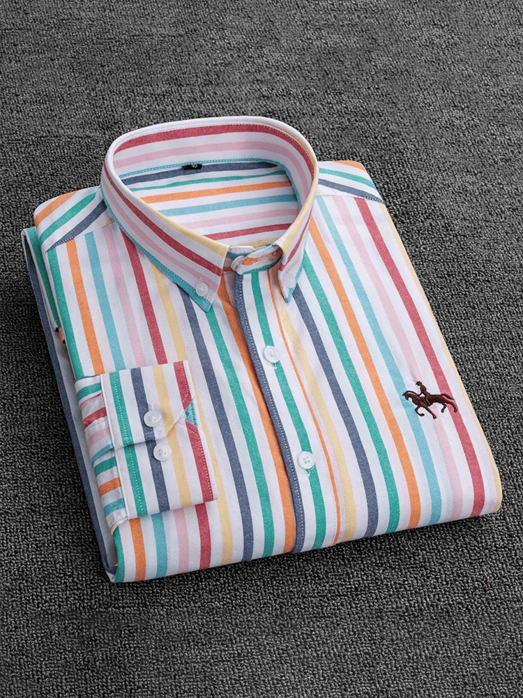 Men's Cotton Oxford Long Sleeve Business Shirt