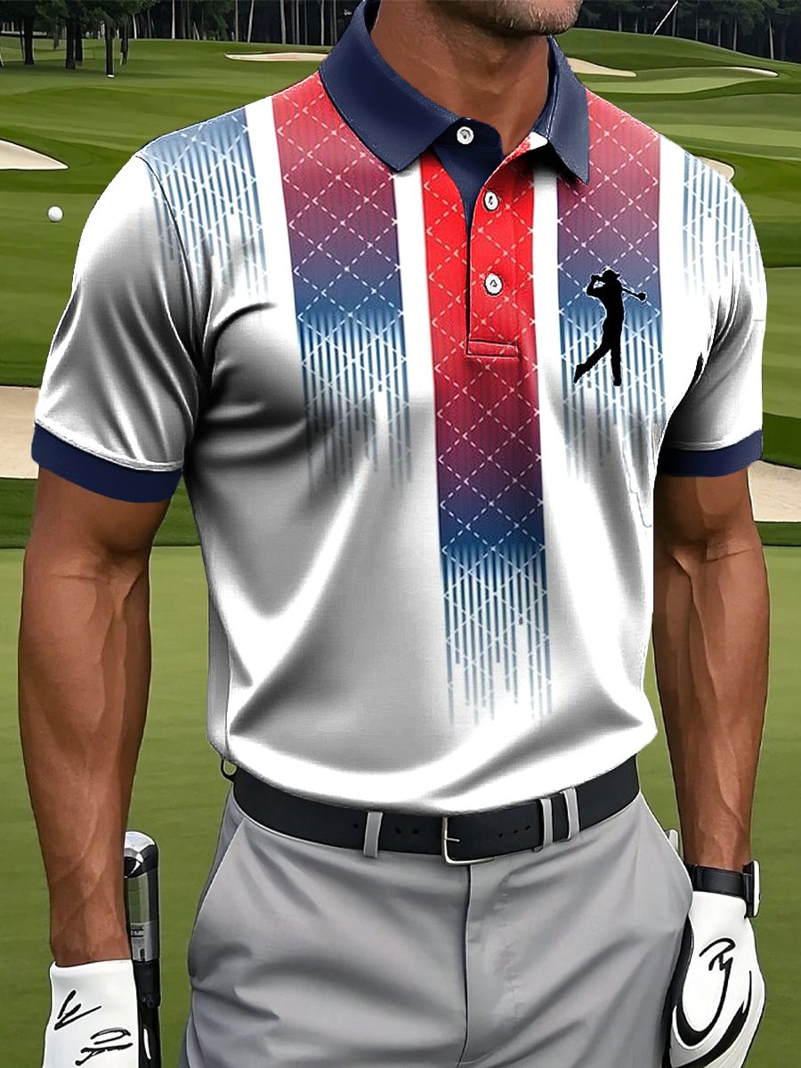 Men's Casual Contrast Color Polo Shirt