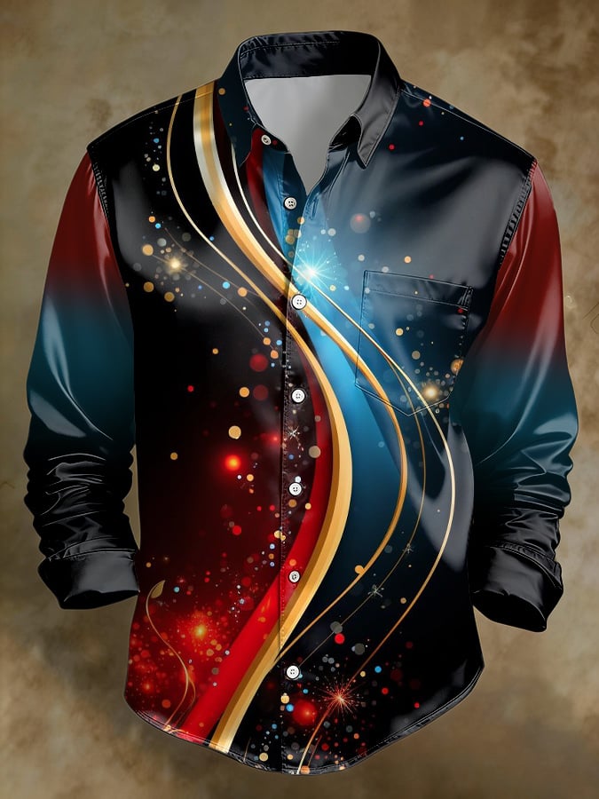 Men's Casual Retro Gradient Pocket Shirt