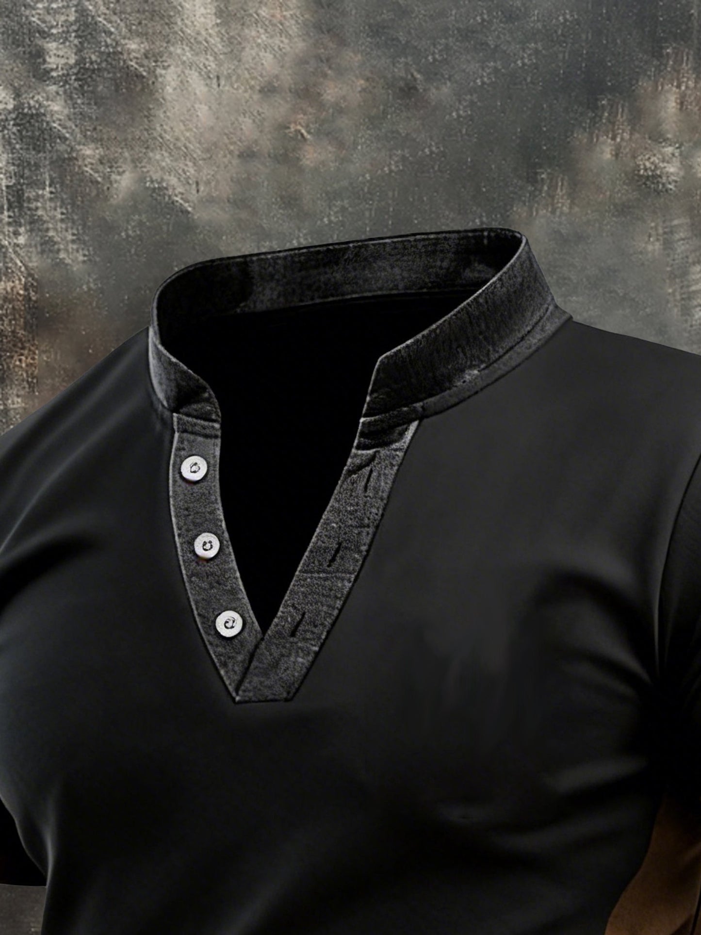 Men's Retro Contrast Color Splicing V-Neck Short Sleeve T-Shirt