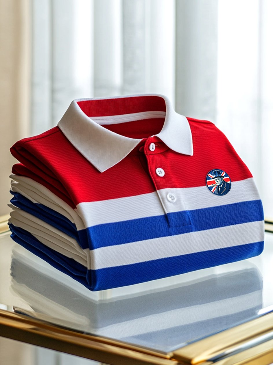 Men's Business Union Jack Casual Button Short Sleeve Polo Shirt