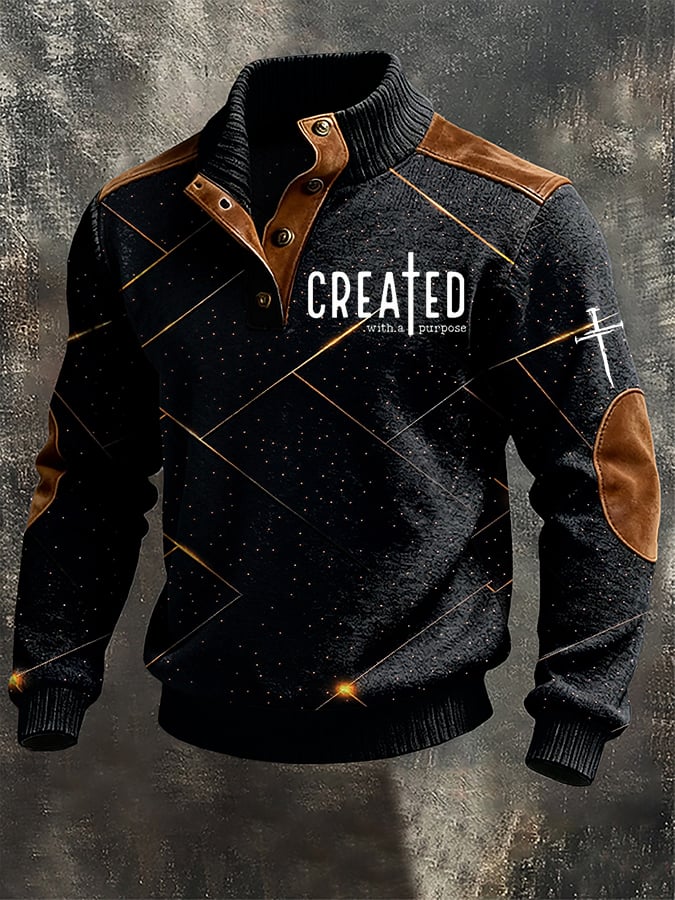 Men's Casual Retro Cross Color Block Print Long-Sleeve Sweatshirt-Fast Shipping