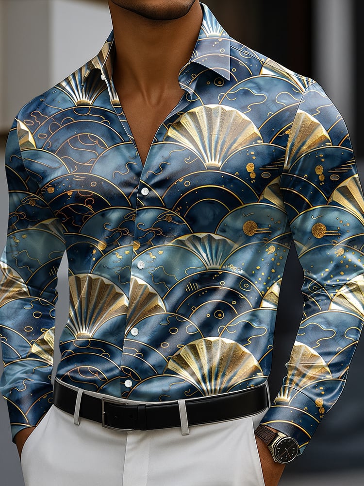 Men's Classic Business Casual Luxe Long Sleeve Button Down Shirt