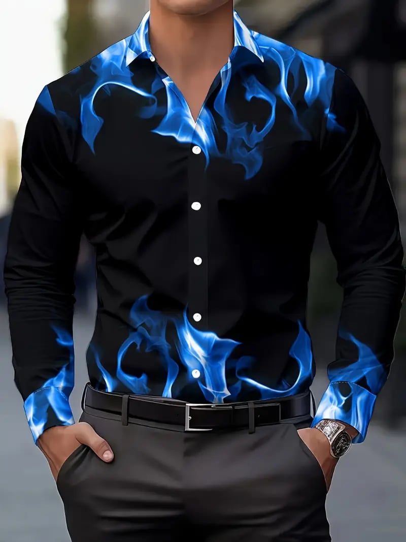 Men's Street Style Business Casual Printed Long Sleeve Shirt