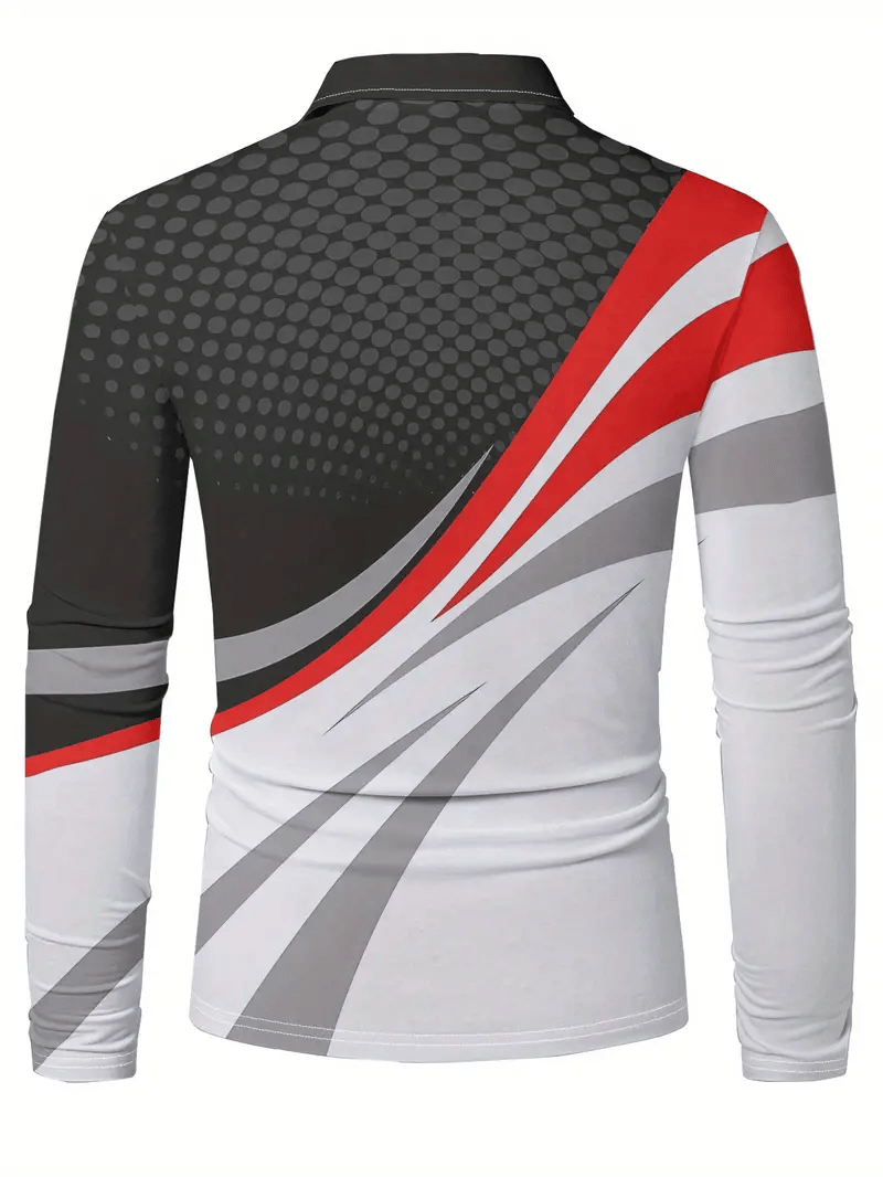 Men's Business Casual Striped Button-Down Polo