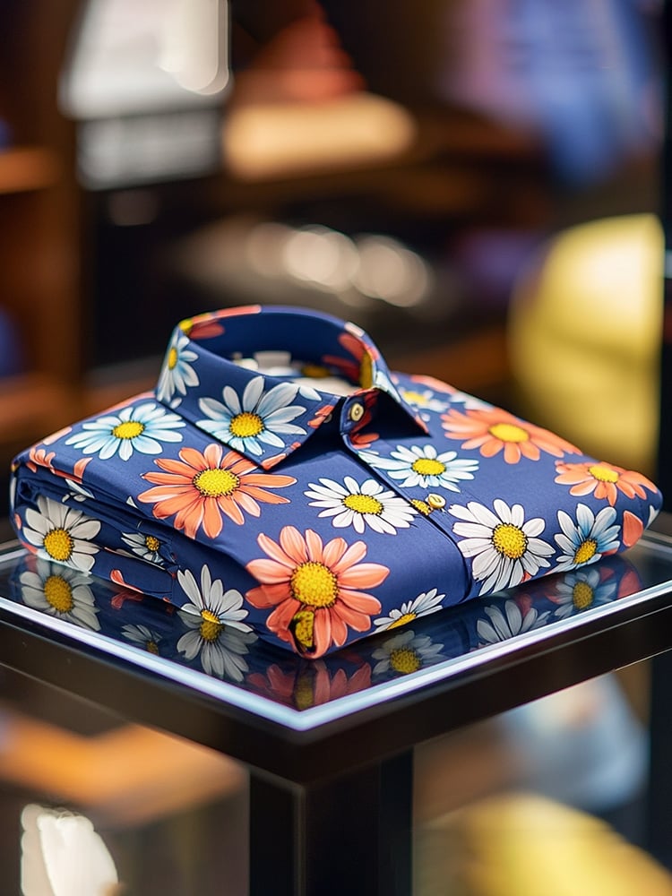 Men's Business Luxury Floral Print Short-sleeved Shirt