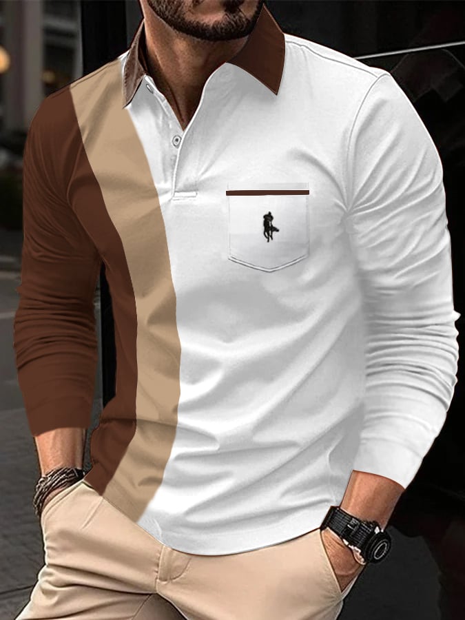 Men's Contrast Casual Polo Shirt