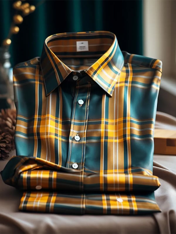 Men's Stripe Print Business Long Sleeve Shirt