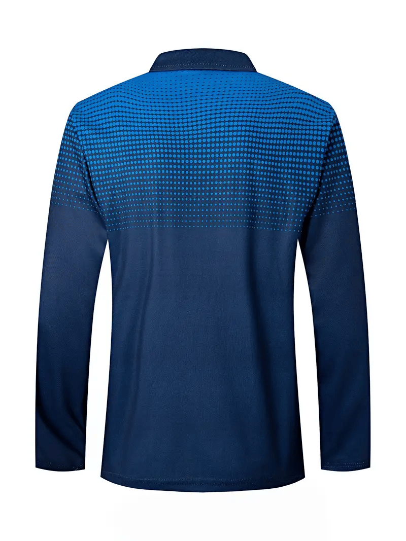 Men's Business Casual Striped Long-Sleeved Polo Shirt