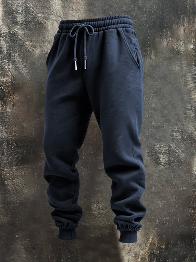 Men's Retro Stitching Contrast Color Hooded Casual Sweatshirt Suit