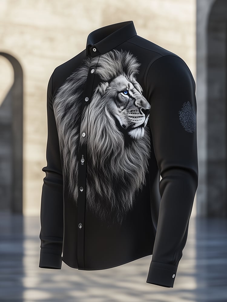 Men's Satin Luxe Print Long Sleeve Button Shirt
