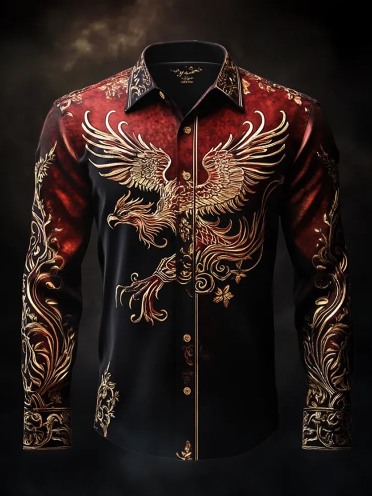 Men's Casual Printed Long Sleeve Shirt