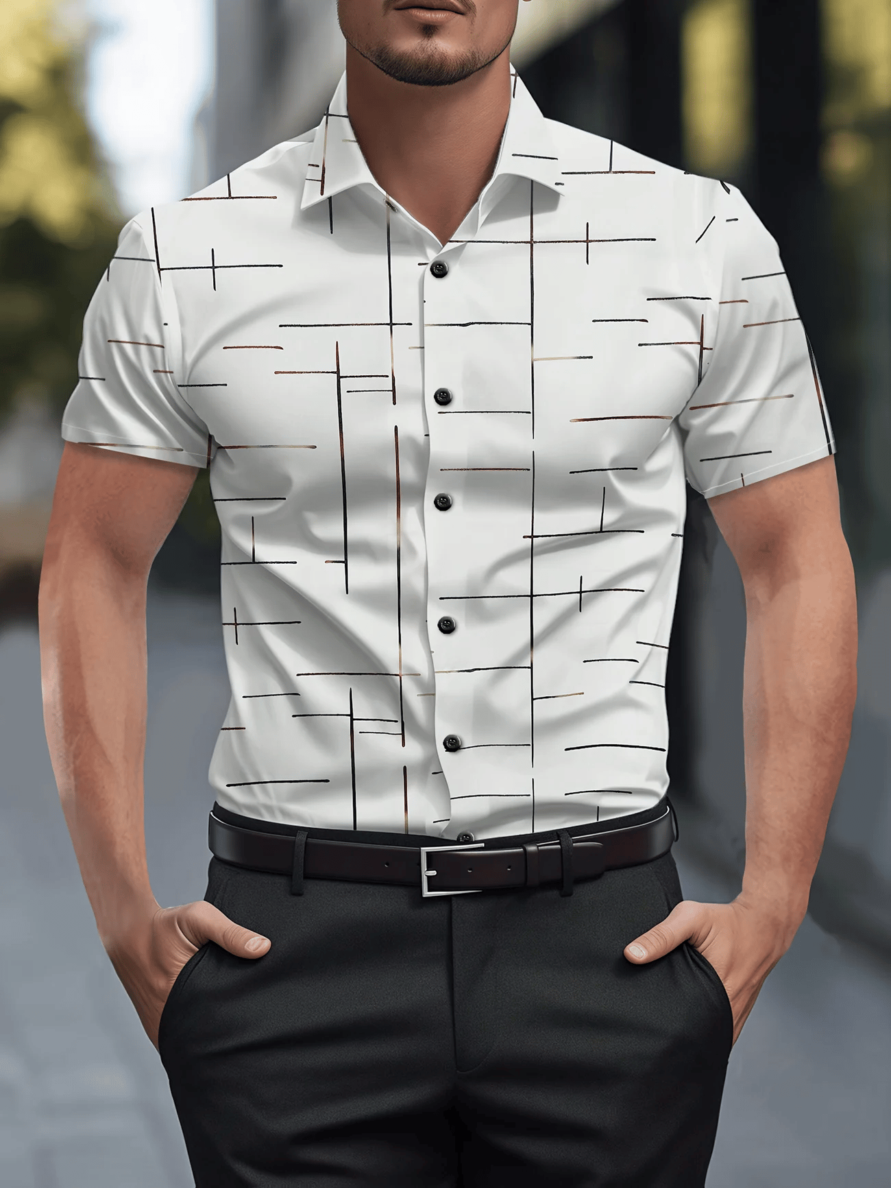 Men's Business Casual Button Short-sleeved Shirt