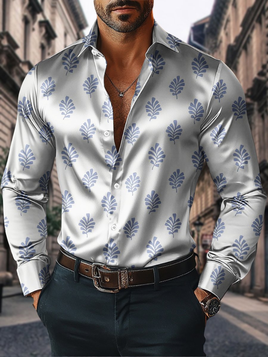Men's Satin Luxe Long Sleeve Button Down Shirt