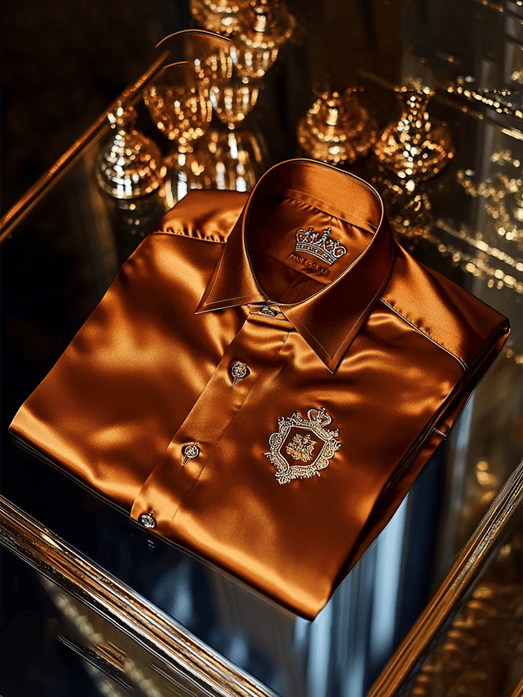 Men's Satin Luxe Print Short Sleeve Button Shirt
