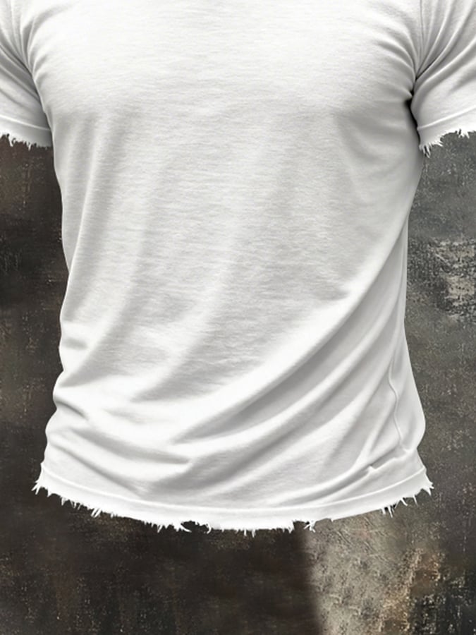 Men's Fashion Ripped Crew Neck Short-Sleeve T-Shirt